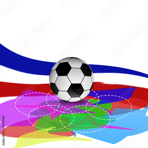 soccer ball on france flag  brush paint style
