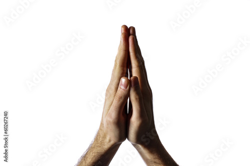 Hands clasped together for a prayer  isolated 