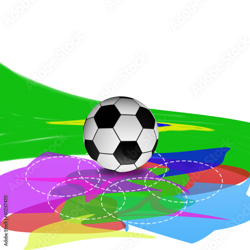 soccer ball on brazil flag  brush paint style