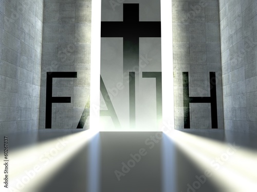 Christian cross on wall, concept of faith