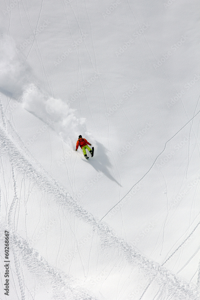 Skier in deep powder, extreme freeride Skier in deep powder, extreme freeride