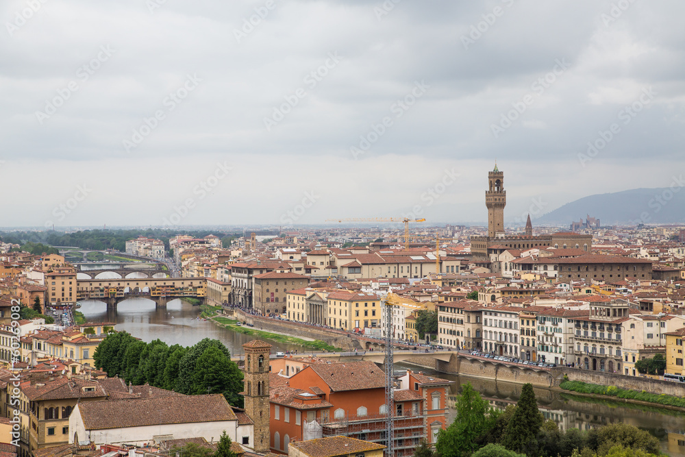 Bell Tower Over Florence with Arno River