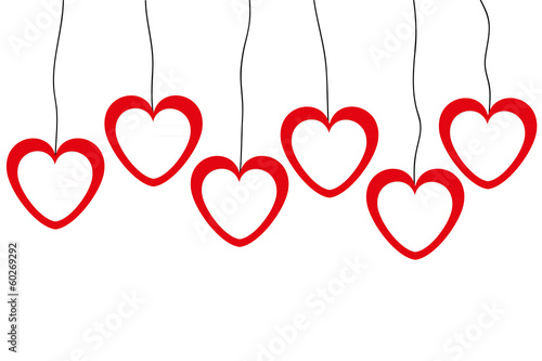 banners of red and white hearts on a clothesline
