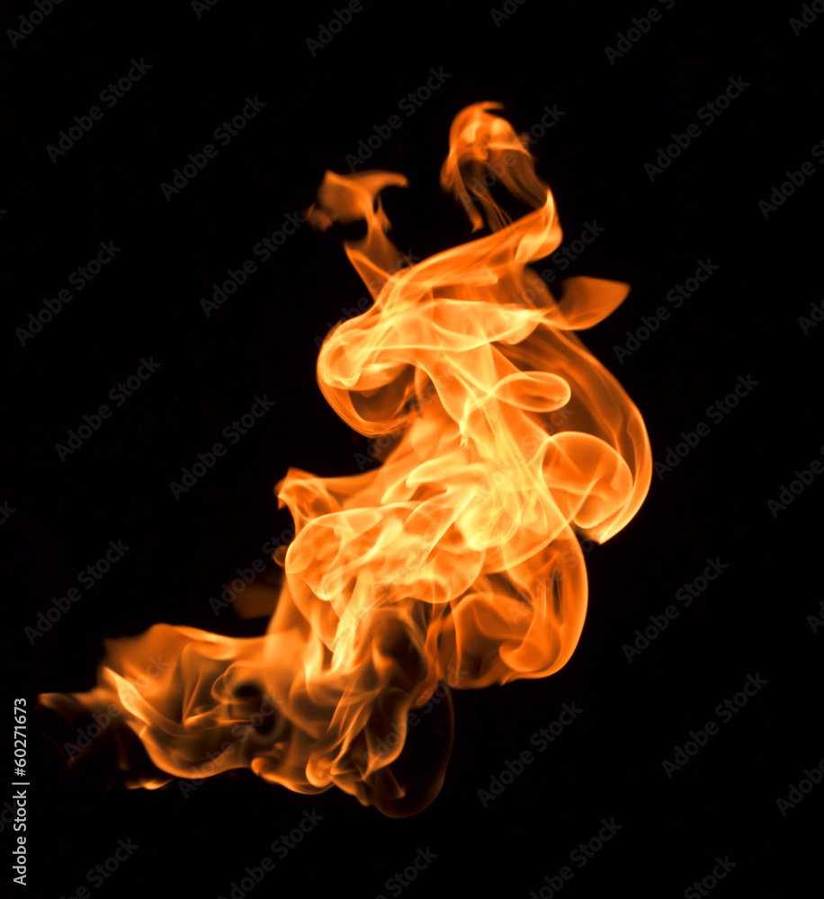 Flames on a black background. Flames on a black background.