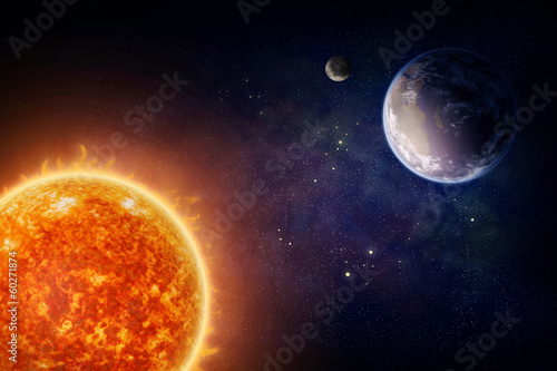 Planet Earth and sun