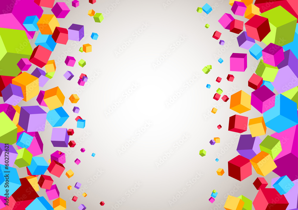 Colorful cubes on the sides - geometrical background
