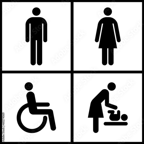 Toilet Sign - Restroom, Mother room and Disabled sign