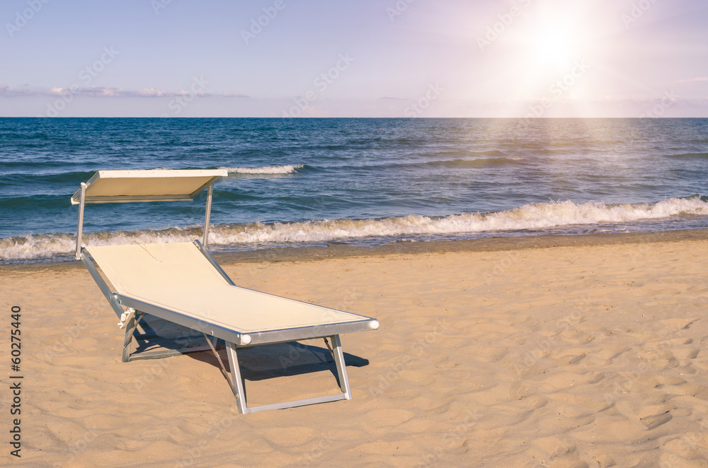 Sunbed at the beach - Rimini summer, Italy