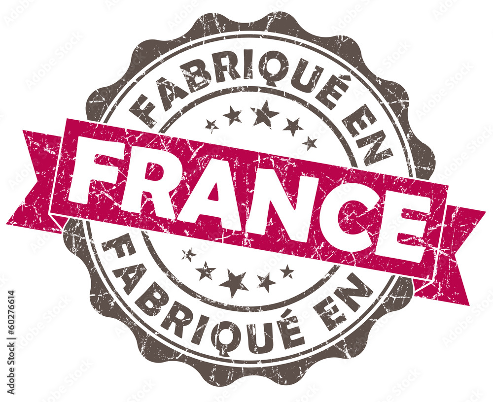 Fototapeta premium fabrique en france pink grunge seal isolated on white background