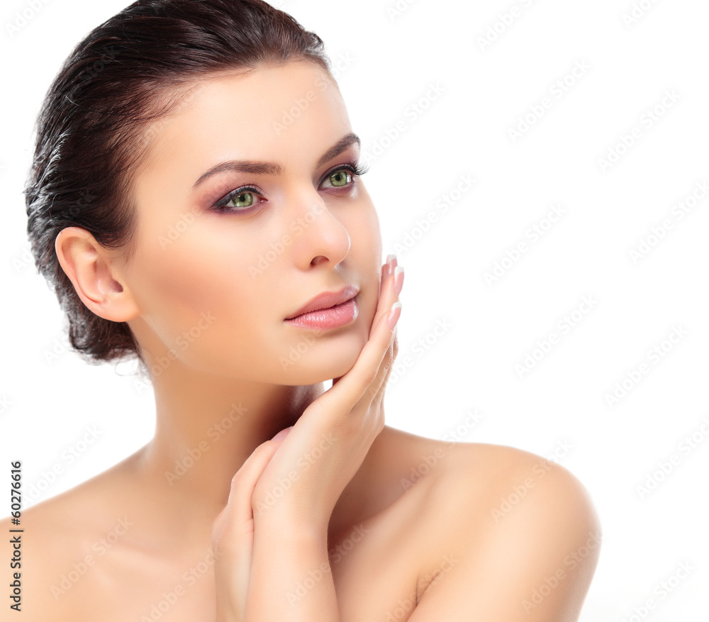 Beautiful Girl Touching Her Face. Beauty Face.Makeup Beautiful Girl Touching Her Face. Beauty Face.Makeup
