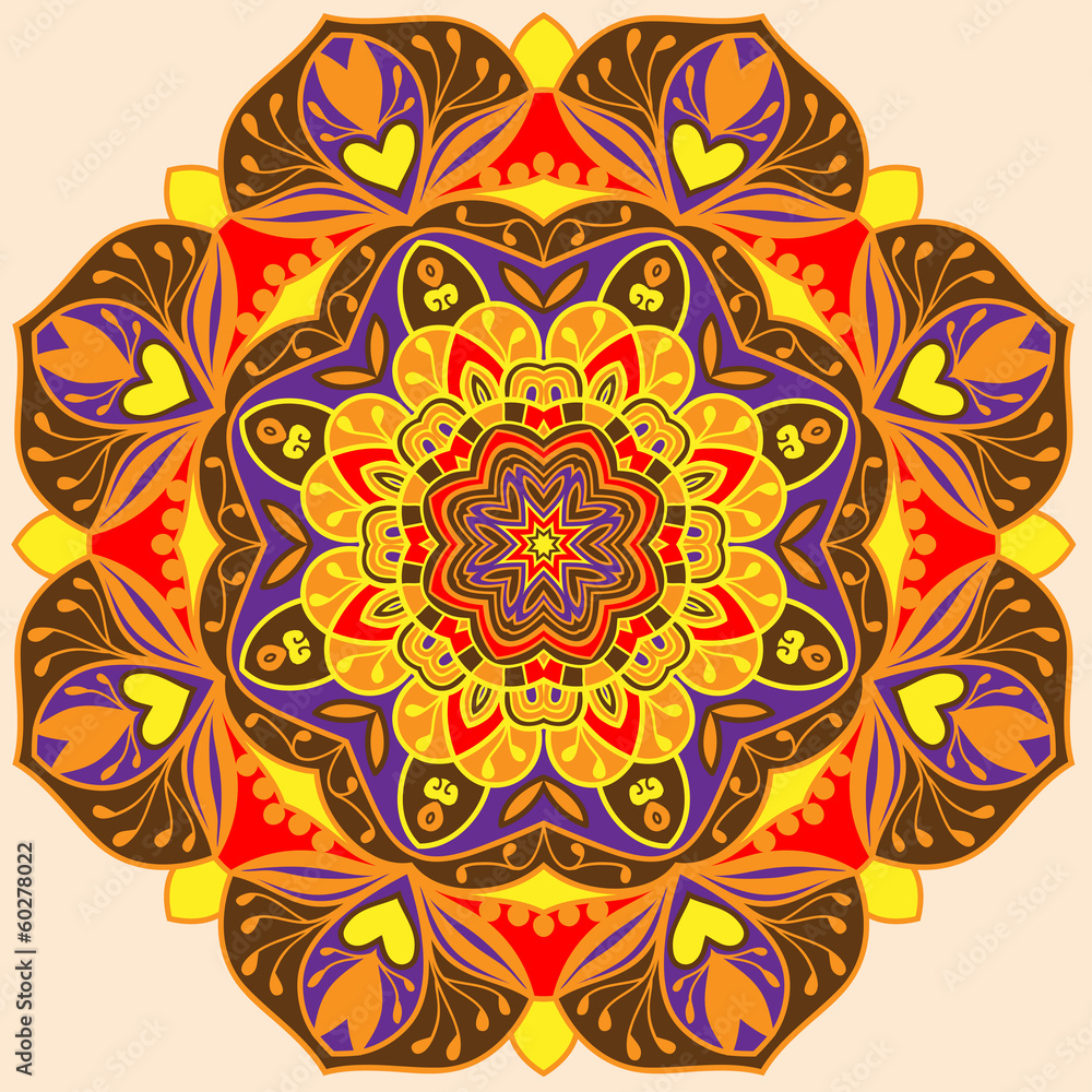 Ornamental round floral pattern
