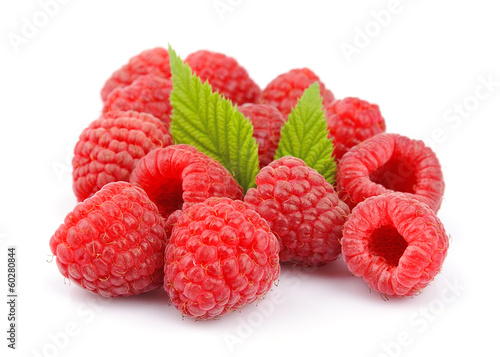 Sweet raspberry with leafs