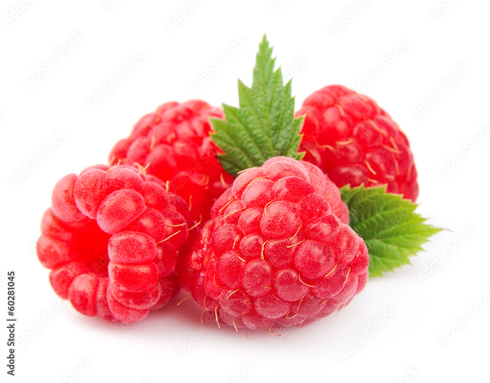Sweet raspberry with leafs Sweet raspberry with leafs