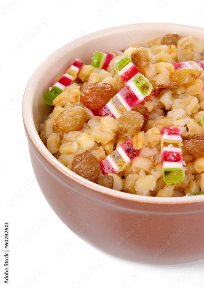 Bowl with kutia - traditional Christmas sweet meal in Ukraine, Bowl with kutia - traditional Christmas sweet meal in Ukraine,