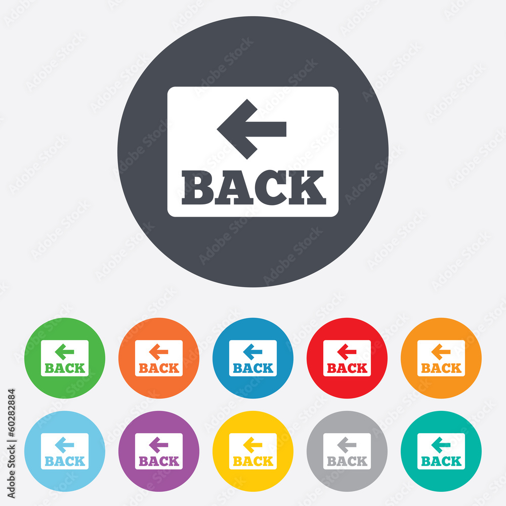 Arrow sign icon. Back button. Navigation symbol Arrow sign icon. Back button. Navigation symbol