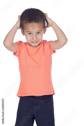 Obraz na płótnie little boy scratching his head