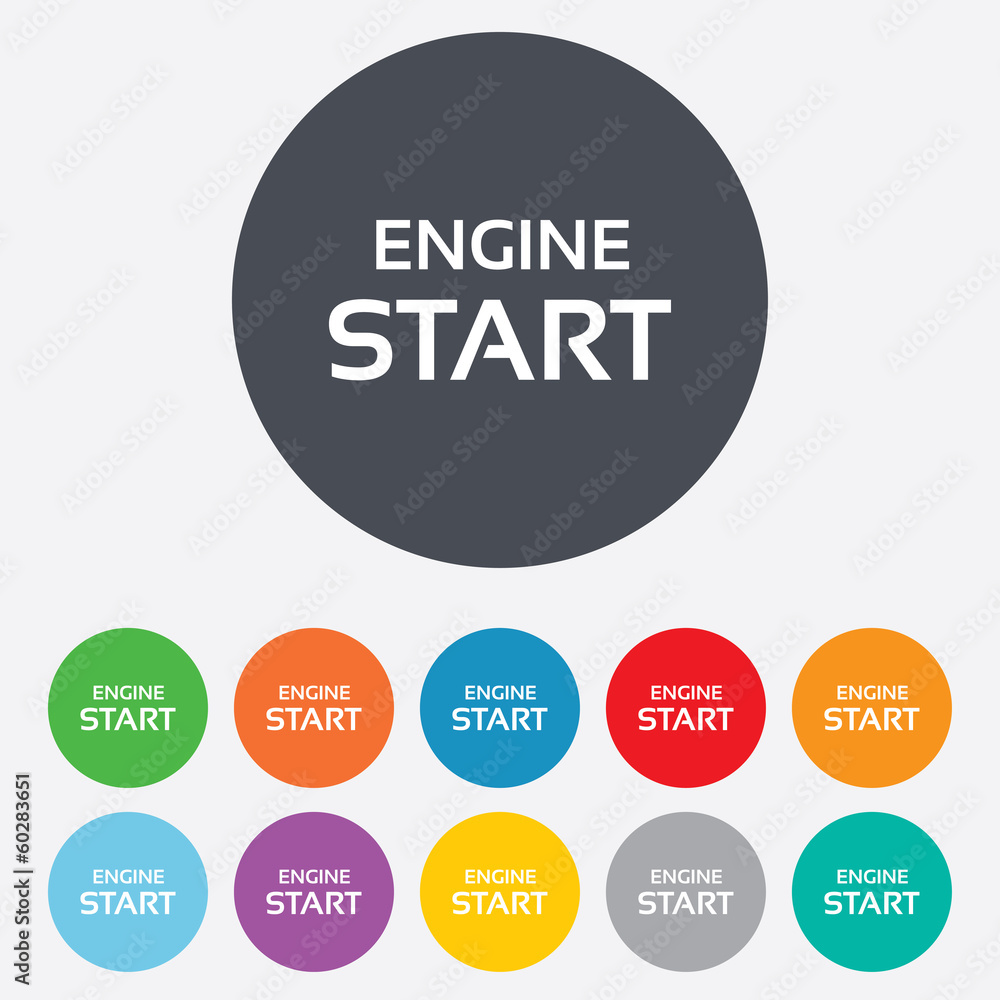Start engine sign icon. Power button. Start engine sign icon. Power button.