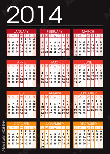 black and orange calendar 2014