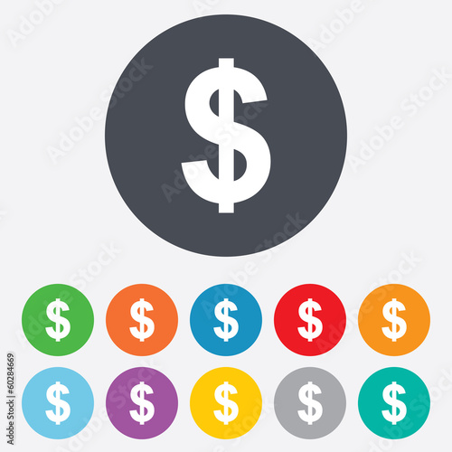 Dollar sign icon. USD currency symbol.