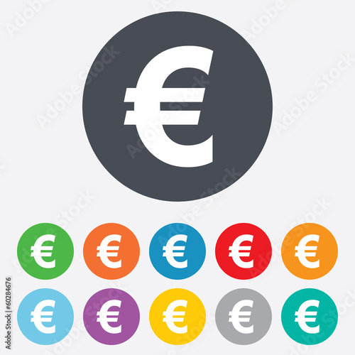 Euro sign icon. EUR currency symbol.