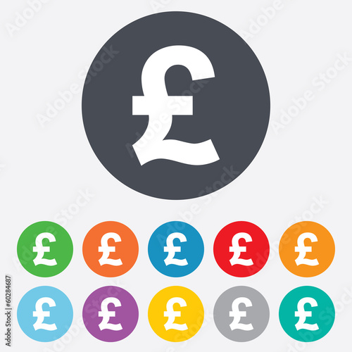 Pound sign icon. GBP currency symbol.