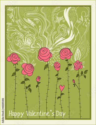 Whimsical Valentine s Day Roses  Poster