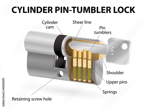 The cross sectional view of the pin cylinder lock