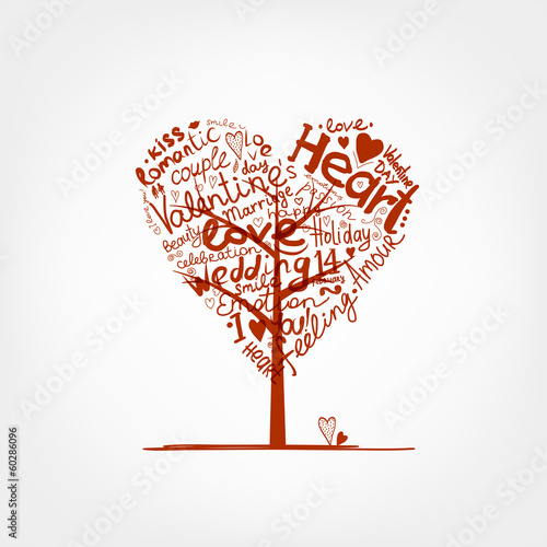 Valentine tree heart shape for your design