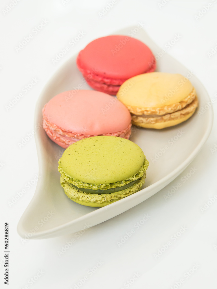 french macaron on serving dish french macaron on serving dish