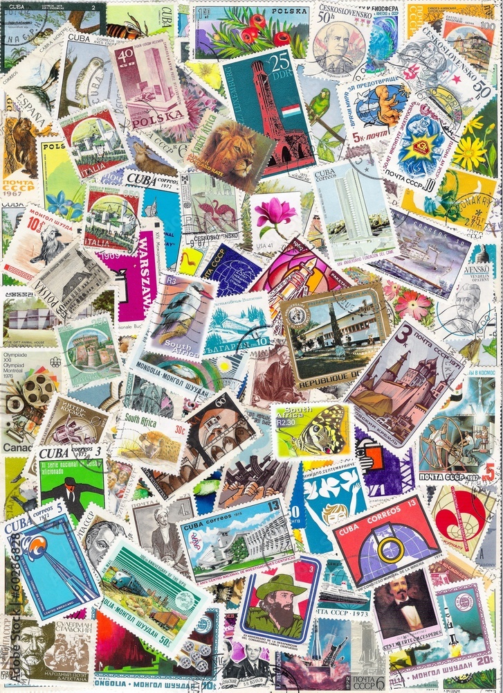 Background with Postage Stamps Of The World