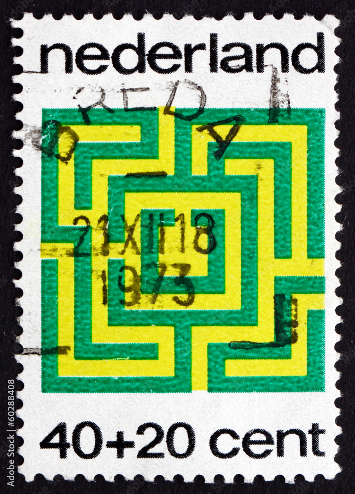 Postage stamp Netherlands 1973 Labyrinth, Game