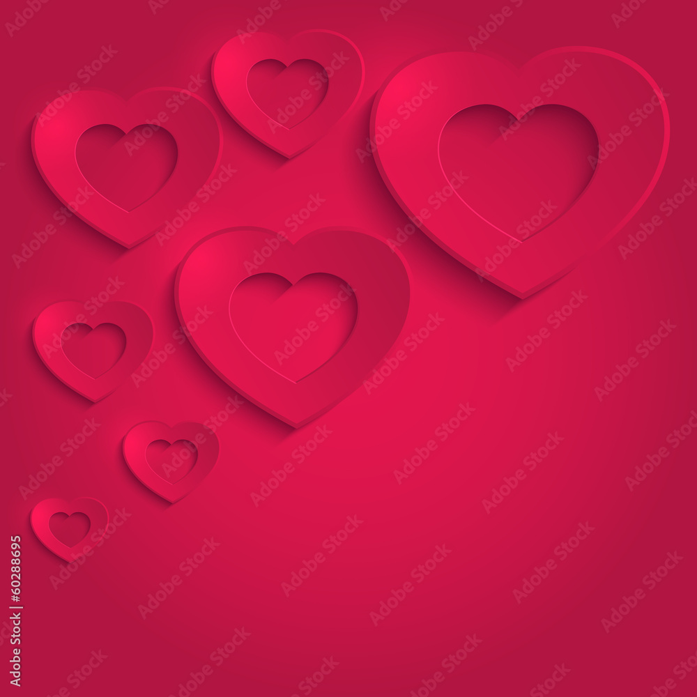 heart happy valentine paper 3D red
