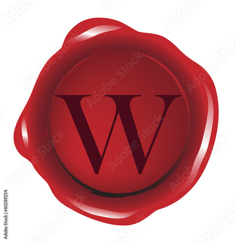 Red seal wax with alphabet letter W vector