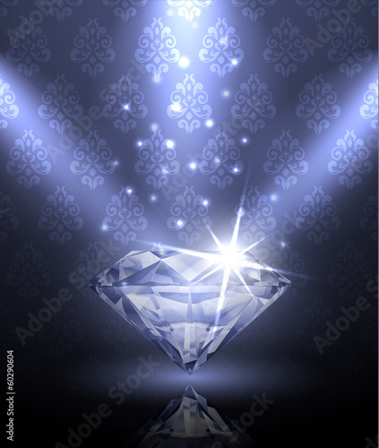Shiny diamond under the spotlights