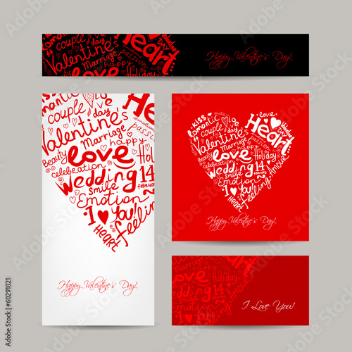 Set of valentine cards for your design