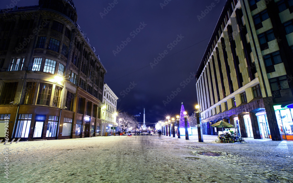 Fototapeta premium Night view at center of Old Riga, Latvia