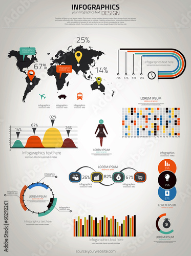 Infographics set. World Map and Information Graphics. Vector