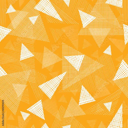 Vector yellow textured triangle seamless pattern background with