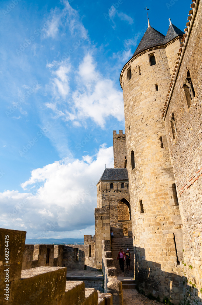 Towers on extrenal walls of  Carcassonne medieval city