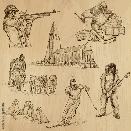 SCANDINAVIA set no.3 - Collection of hand drawn illustrations