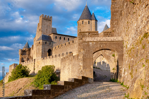 Fotografie, Obraz La Porte De Aude at late afternoon in Carcassonne