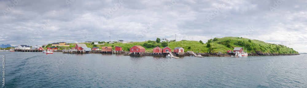 Obraz premium Panoramic view of a fishermen village on an island in Northern N