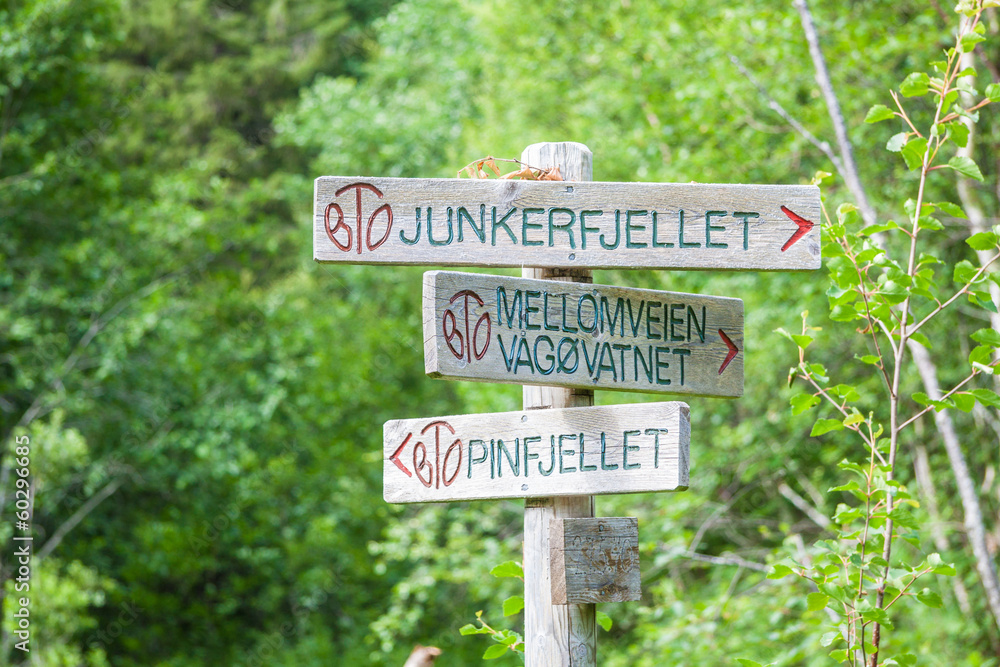 Treking trail signs, horizontal shot