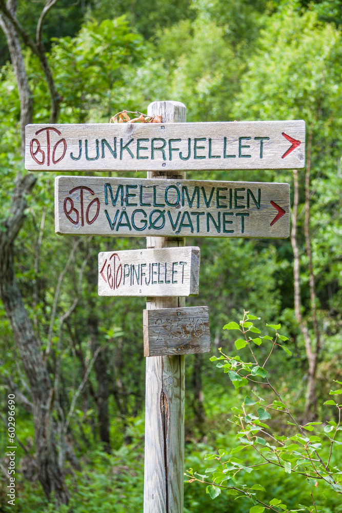 Treking trail signs, vertical shot Treking trail signs, vertical shot
