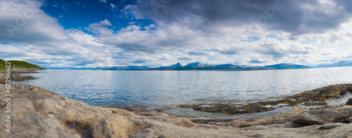 Panoramic photo of a fjord