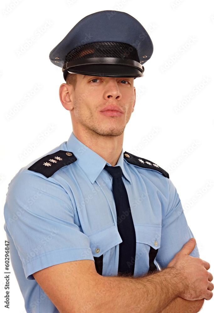 Portrait of young policeman on white background Portrait of young policeman on white background