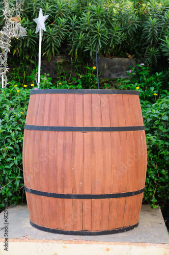 Outdoor, wooden beer barrel for party