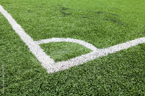 Soccer field grass on the green corner