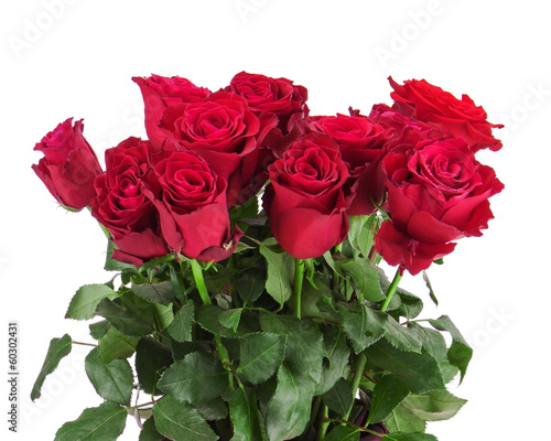 Bouquet from red roses isolated on white background.