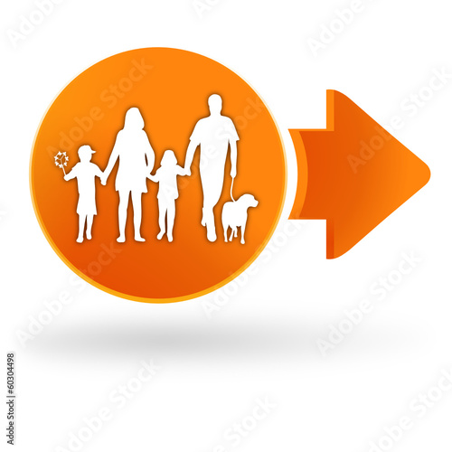 famille sur symbole web orange
